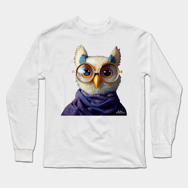 cute owl with glasses Long Sleeve T-Shirt by extraordinar-ia